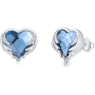 Trishula 925 Sterling Silber Ohrringe Engelsflügel mit Kristall, Hypoallergen