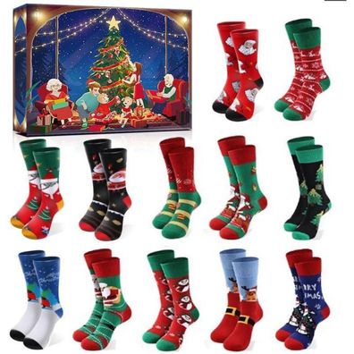 Cysincos 12 Paar Weihnachtssocken Adventskalender 2025 für Damen
