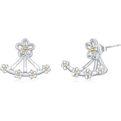 925 Sterling Silber Ohrstecker Blume, 3,7g, hypoallergen, Schmuck für Damen
