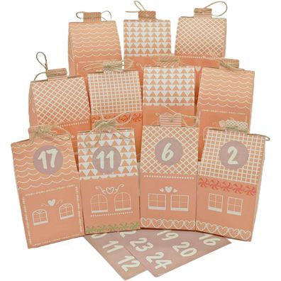 Adventskalender Häuser zum Befüllen 2025, Lebkuchenhaus Geschenkboxen, 24er