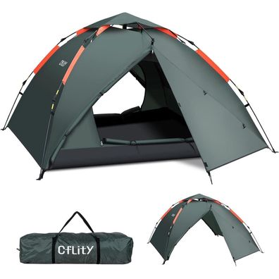 Cflity 3 Personen Instant Pop Up Wurfzelt, Wasserdicht, 3-Schicht Automatisch