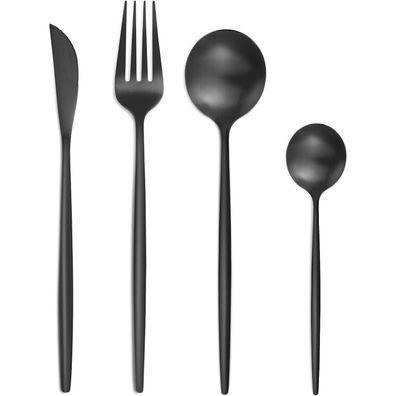 Bestdin Besteck Set 24-teilig für 6 Personen, Edelstahl, Schwarz Matt