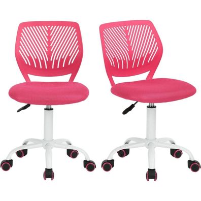 Homy Casa 2er Set Rosa Schreibtischstuhl - Verstellbarer Ergonomischer