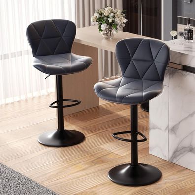 Hawthyhome Barhocker 2er Set | Höhenverstellbar mit Rückenlehne, 360° Drehbar