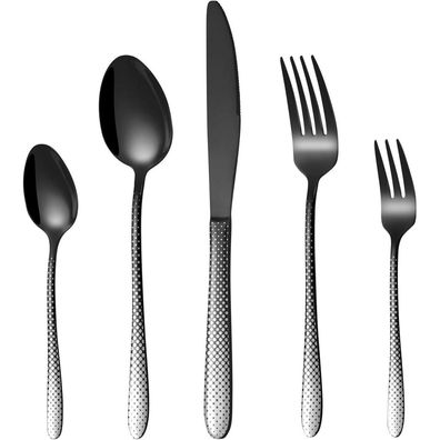 HONKKU 30-teiliges Edelstahl Besteck Set in Schwarz für 6 Personen mit