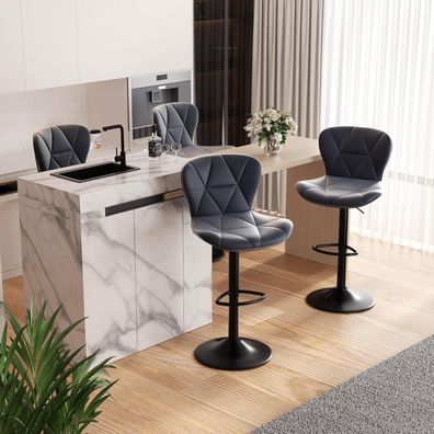 Hawthyhome Barhocker 4er Set, höhenverstellbar mit Rückenlehne, 360° drehbar