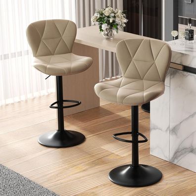 Hawthyhome Barhocker 2er Set, höhenverstellbar mit Rückenlehne, 360° drehbar