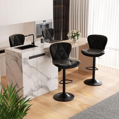 Hawthyhome Barhocker 4er Set, höhenverstellbar mit Rückenlehne, 360° drehbar