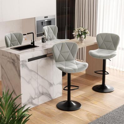 Hawthyhome Barhocker 4er Set, höhenverstellbar mit Rückenlehne, 360° drehbar
