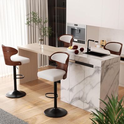 Hawthyhome Barhocker 4er Set | 360° Drehstuhl mit Rückenlehne, Fußstütze