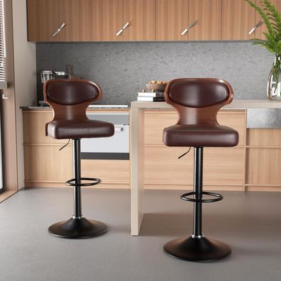 Hawthyhome Barhocker 2er Set mit Rückenlehne, Armlehnen und Fußstütze, 360°