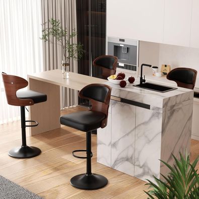 Hawthyhome Barhocker 4er Set | Drehstuhl mit Rückenlehne, Armlehnen und