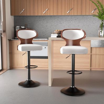 Hawthyhome Barhocker 2er Set | Drehstuhl mit Rückenlehne, Armlehnen & Fußstütze