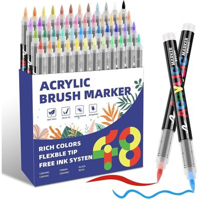 colpart Acrylstifte 48 Farben, wasserfest - Marker für Steine, Glas, Holz