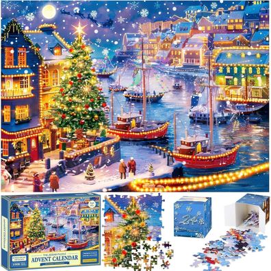 Quanquer Adventskalender Puzzle 2025 - 1008 Teile Weihnachts-Countdown für