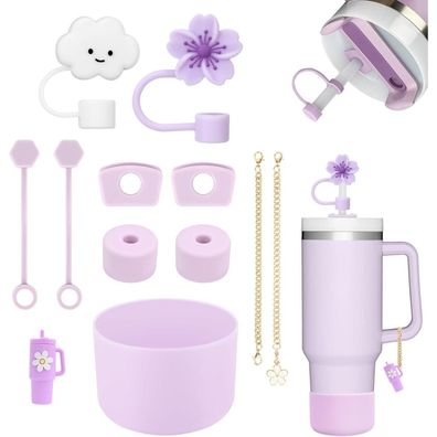 Gaditiek 11tlg Stanley Cup Zubehör Set mit Auslaufschutz & Silikonhülle