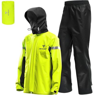 Lixada Herren Motorrad Regenanzug Gelb L - Wasserdichte Regenjacke und Hose mit