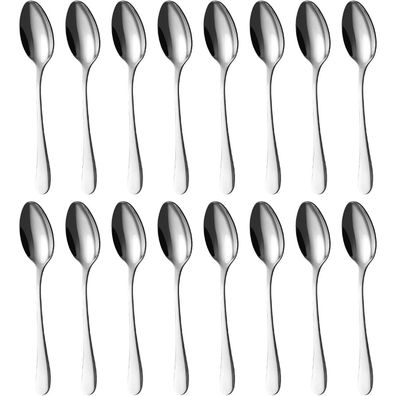 BEWOS Esslöffel Set 16 Stück, 20,5 cm, Edelstahl, Spülmaschinenfest, Silberner