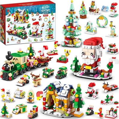 YeahBoom Adventskalender Weihnachtsbaum Bauklötze Set, 24 Tage Countdown