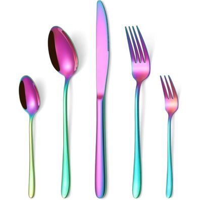 HONKKU 60-teiliges Besteckset Regenbogen für 12 Personen, Edelstahl Essbesteck