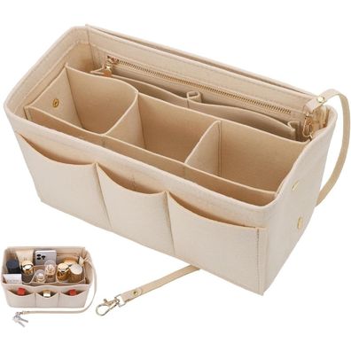 Hejo Handtaschen Organizer aus Filz, 30x17x16 cm, Beige L - Geräumig und