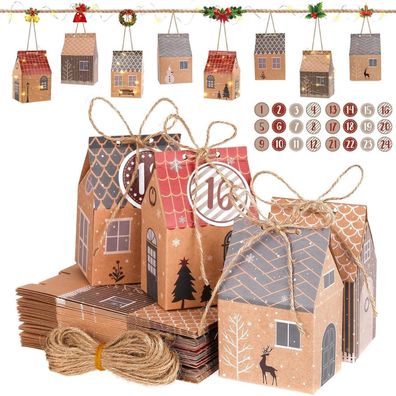 I LOVE MOM Adventskalender zum Befüllen, 24 Stück Weihnachts-Deko DIY
