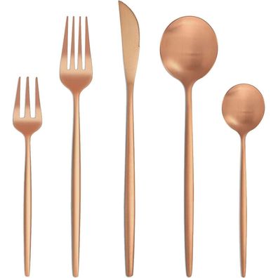Bestdin Besteck Set 30-teilig Roségold Matt für 6 Personen, Edelstahl Essbesteck