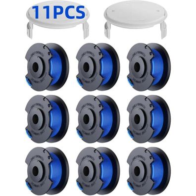 9x Rasentrimmer Spule für Ryobi AC14RL3A, Ø 1,65mm, 3,3m Länge, inkl. 2 Kappen