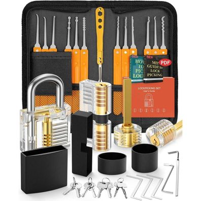Eventronic Lockpicking Set 36 + 4 Teile mit Transparenten Trainingsschlössern und