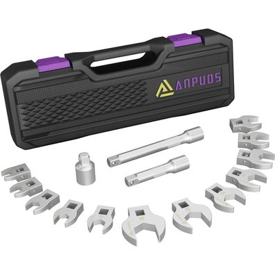ANPUDS 15-tlg. 3/8" Hahnenfußschlüssel Satz V-Typ Drehmoment Gabelschlüssel Set