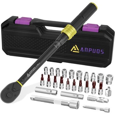 ANPUDS Drehmomentschlüssel 3/8 Zoll, 5-50Nm Set für Fahrrad & Motorrad