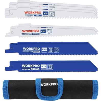 Workpro Säbelsägeblätter Set 10-teilig aus BIM & HCS für Metall, Holz