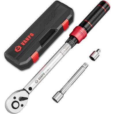 VANPO Drehmomentschlüssel 3/8 Zoll, 5-60 Nm Set für Fahrrad, Motorrad, Auto