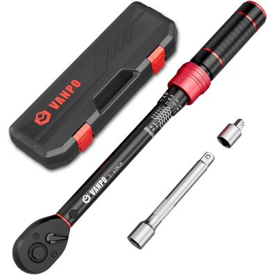 VANPO 3/8 Zoll Drehmomentschlüssel-Set 5-60Nm, 72 Zähne, für Fahrrad & Motorrad