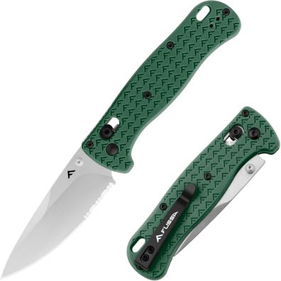 FLISSA Klappmesser Grün, AUS-8 Edelstahl, Einhandmesser mit Taschenclip für