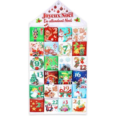 DPKOW DIY Adventskalender zum Befüllen 2024, Stoff Kalender mit 24 Taschen