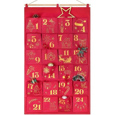 DPKOW Glitzer Stoff Adventskalender zum Befüllen, DIY Weihnachtskalender zum