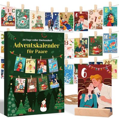 DPKOW Adventskalender 2025 für Paare - Liebevolle Karten für Zwei, Freundin