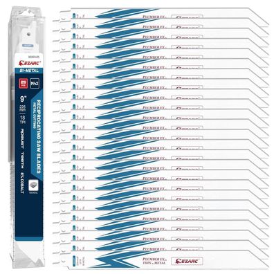 EZARC Säbelsägeblätter 225mm 25er Pack, 18 TPI, für Metall, Universalschaft