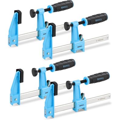 SHALL Schraubzwingen Set 4 Stück, 150mm Spannweite, 272kg Spannkraft, Edelstahl