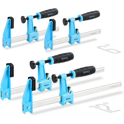 SHALL Schraubzwingen Set 4 Stück (2x 150mm, 2x 300mm), 272kg Spannkraft