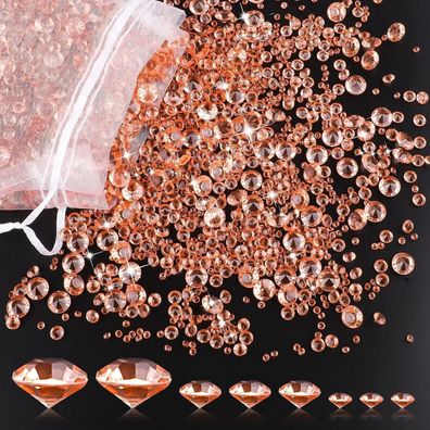 Weysoo 4000 Stück Streudeko Diamanten aus Acryl, Transparent Roségold