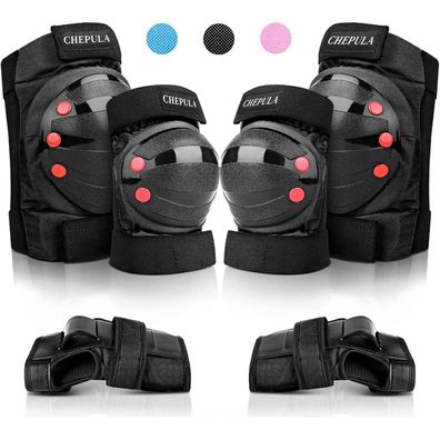 Chepula 6 in 1 Protektoren Set für Kinder und Erwachsene, verstellbare Knie