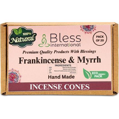 Bless International Weihrauch & Myrrhe Räucherkegel, handgefertigt, biologisch