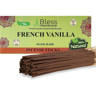 Bless International French Vanilla Räucherstäbchen, handgefertigt, 100 Stück