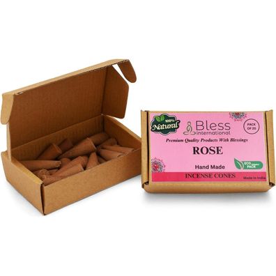 Bless International Rosen Weihrauchkegel - Handgetaucht, Bio, Chemiefrei, 20