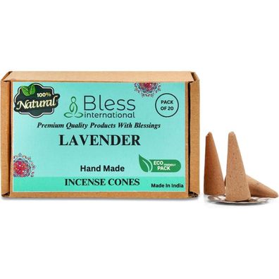 Bless International Lavendel Räucherkegel - Handgetaucht, Bio, Chemiefrei (20