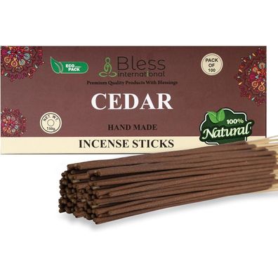 Bless International Zedernholz Räucherstäbchen, 100 Stück (150g) - Handgemacht