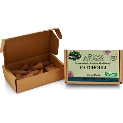 Bless International Patchouli Räucherkegel - Handgetaucht, Bio, 20 Stück