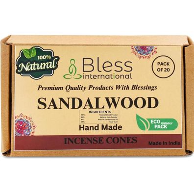 Bless International Sandelholz Räucherkegel, handgefertigt, biologisch, ohne
